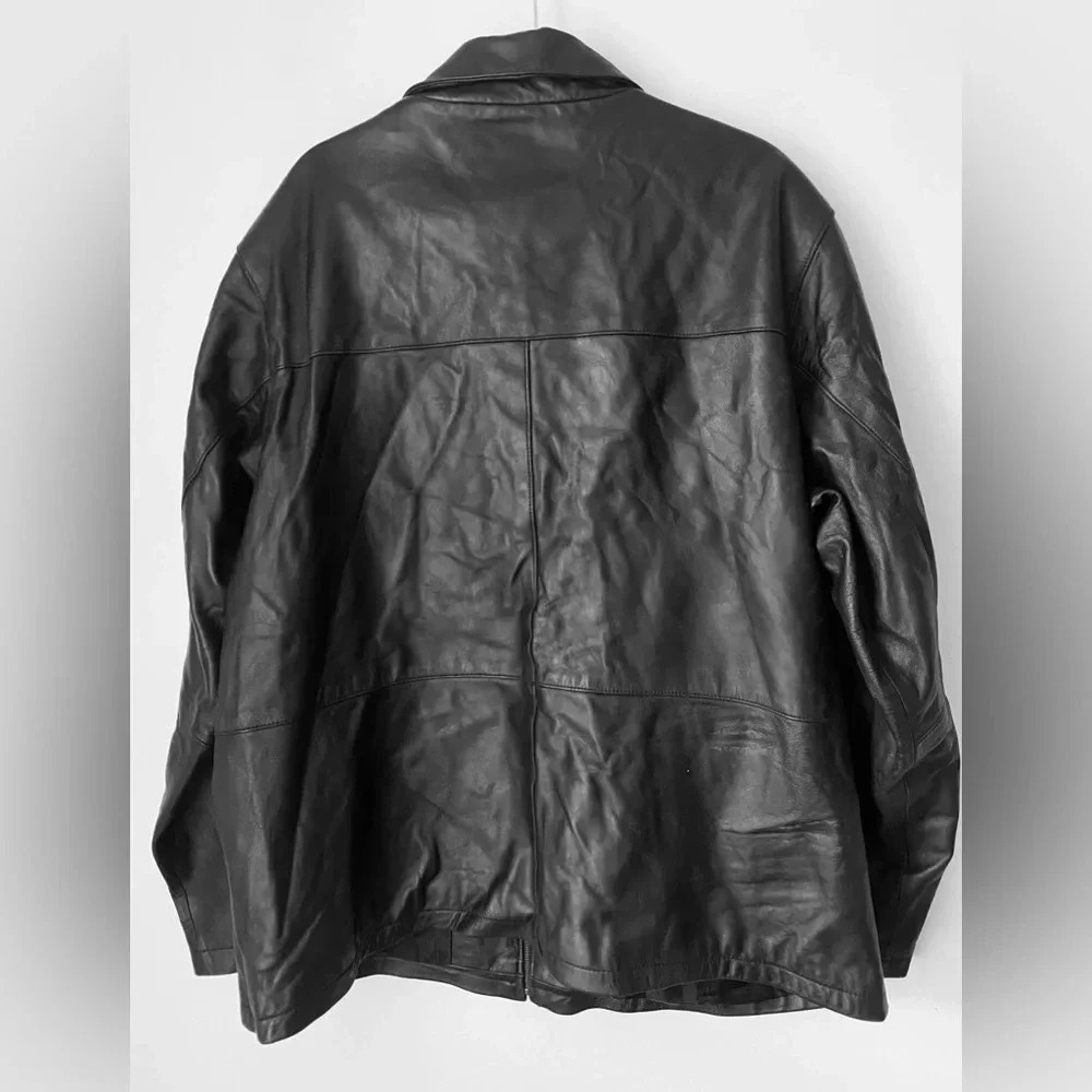 Vintage Leather Jacket Men’s XL R&R Casuals 100% Leather Black Zip - Picture 2 of 7